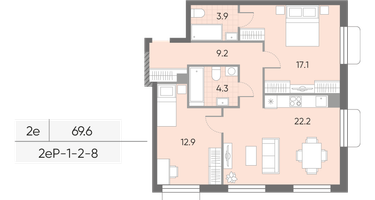 Студия, 69 м²