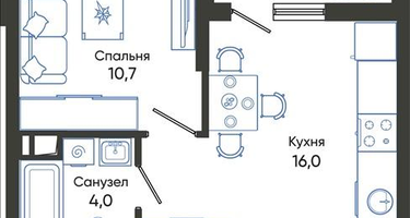1-к. квартира, 32 м²