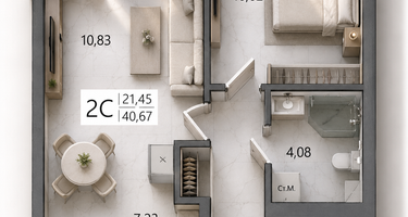 2-к. квартира, 40&nbsp;м²