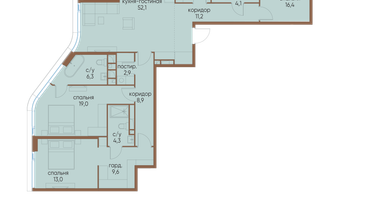 4-к. квартира, 166&nbsp;м²