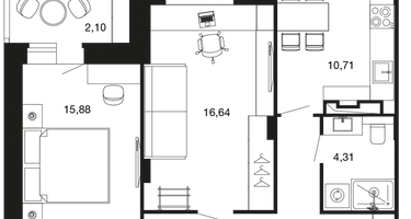 2-к. квартира, 61&nbsp;м²