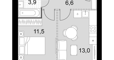 1-к. квартира, 35&nbsp;м²