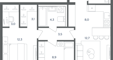 3-к. квартира, 62&nbsp;м²