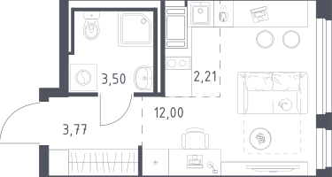 Студия, 21&nbsp;м²