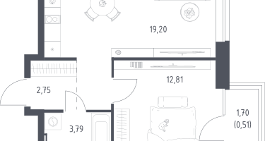 1-к. квартира, 39&nbsp;м²