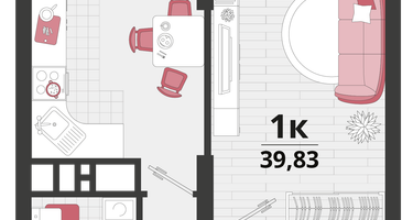 1-к. квартира, 39 м²