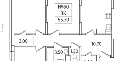 3-к. квартира, 65&nbsp;м²