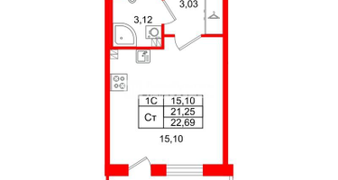 Студия, 21&nbsp;м²