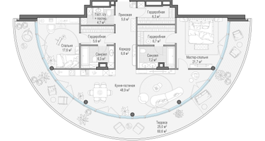 2-к. квартира, 144 м²