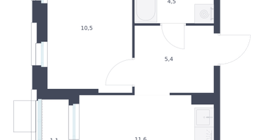 1-к. квартира, 33 м²