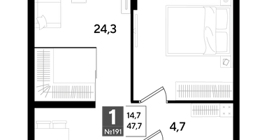 1-к. квартира, 46 м²
