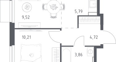 Студия, 34&nbsp;м²