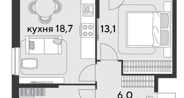 2-к. квартира, 62 м²