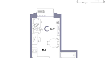 1-к. квартира, 23 м²