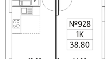 1-к. квартира, 38&nbsp;м²