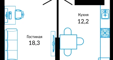 1-к. квартира, 41&nbsp;м²
