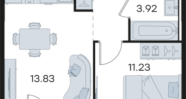 1-к. квартира, 34&nbsp;м²