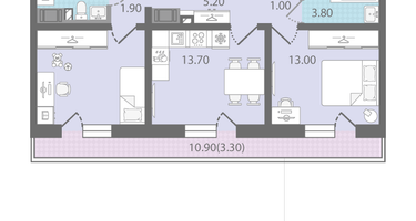 2-к. квартира, 58&nbsp;м²