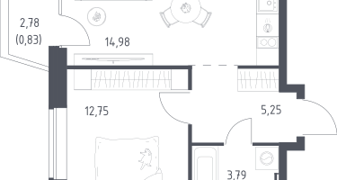 1-к. квартира, 37&nbsp;м²