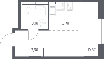 Студия, 21&nbsp;м²