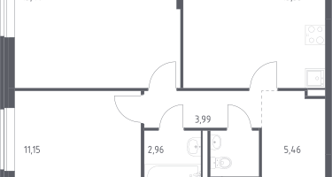 2-к. квартира, 54&nbsp;м²