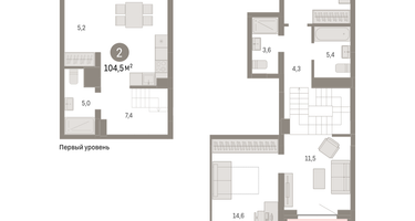 2-к. квартира, 105&nbsp;м²