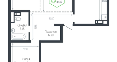 3-к. квартира, 85&nbsp;м²