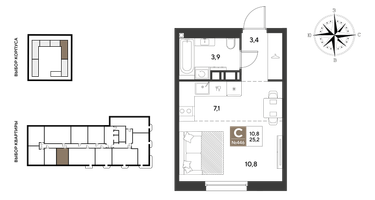 Студия, 25 м²