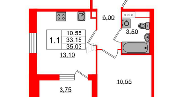 1-к. квартира, 33 м²