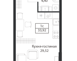 Студия, 33 м²