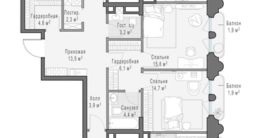 4-к. квартира, 206 м²