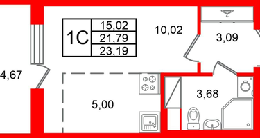 Студия, 21 м²