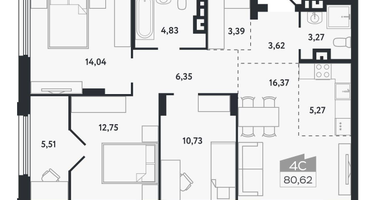 4-к. квартира, 80&nbsp;м²
