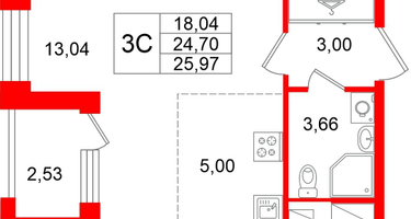 Студия, 24&nbsp;м²