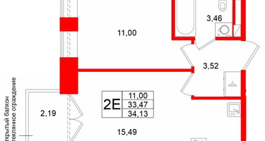 1-к. квартира, 33&nbsp;м²