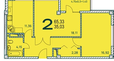 2-к. квартира, 63&nbsp;м²
