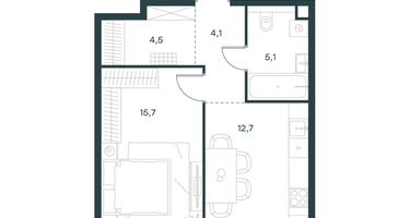 1-к. квартира, 42&nbsp;м²