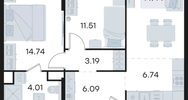 2-к. квартира, 67&nbsp;м²