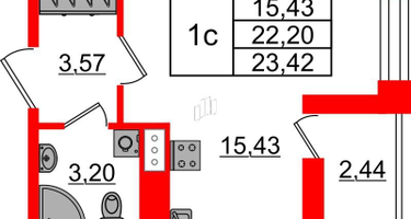 Студия, 22 м²