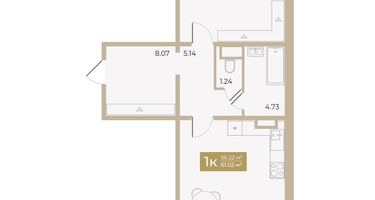 1-к. квартира, 56&nbsp;м²