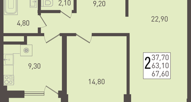 2-к. квартира, 67&nbsp;м²