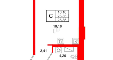 Студия, 25 м²
