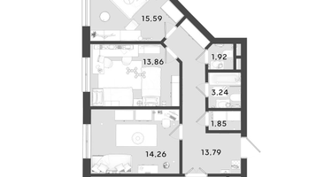 3-к. квартира, 86&nbsp;м²