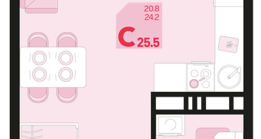 Студия, 24&nbsp;м²