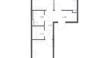 2-к. квартира, 57&nbsp;м²