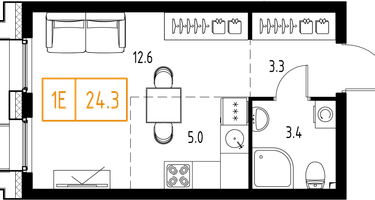 Студия, 24&nbsp;м²