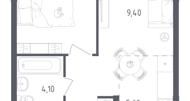 Студия, 34&nbsp;м²