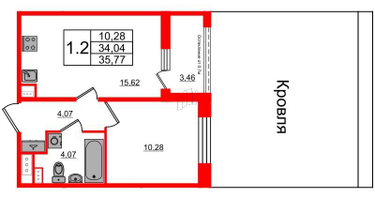 1-к. квартира, 33&nbsp;м²
