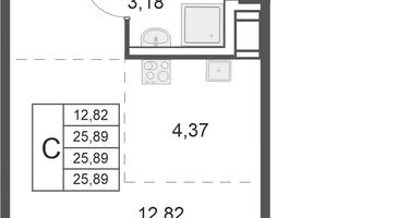Студия, 25&nbsp;м²
