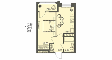 1-к. квартира, 30&nbsp;м²